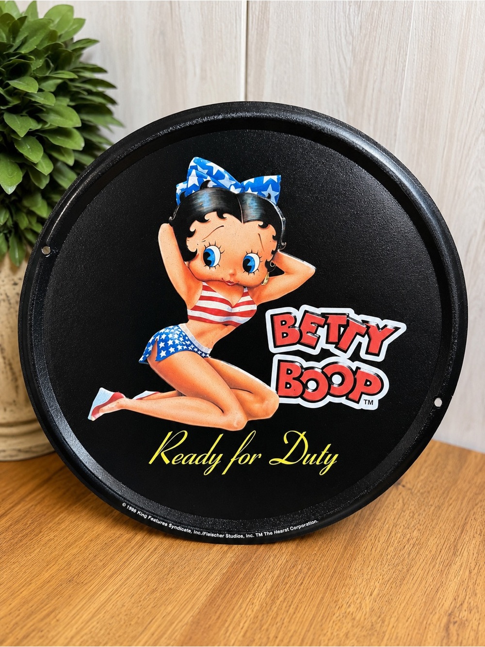 Vintage Betty Boop “Ready for Duty” Embossed Metal Wall Sign 1998 Pin-Up Decor